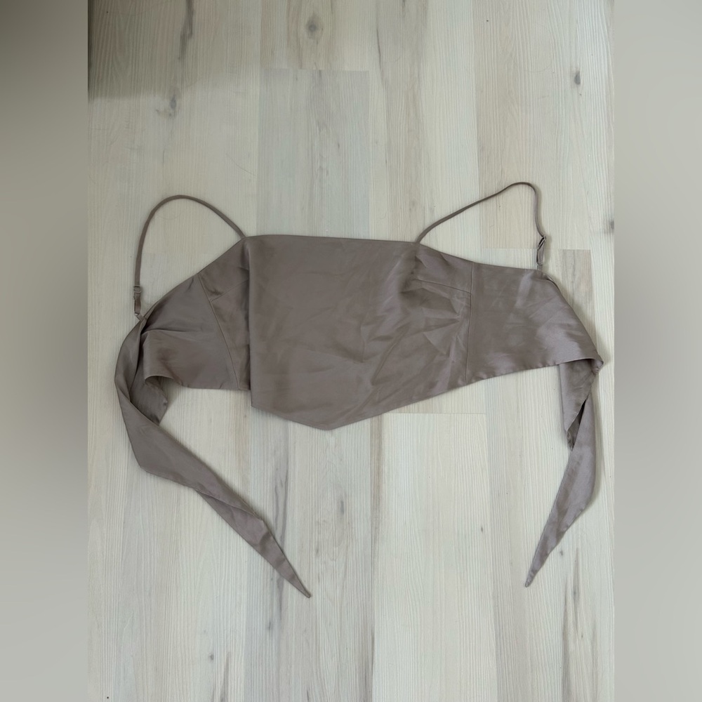 Beige Aritzia satin top medium